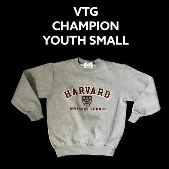 VTG CHAMPION HARVARD SCHOOL OF BUSINESS YOUTH SWEATSHIRT BEST FITS YOUTH SMALL - Picture 1 of 5